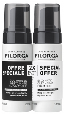 Filorga SKIN-PREP Duo Mousse Nettoyante Enzymatique Visage & Yeux 2 x 150 ml Offre Spéciale