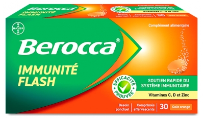 Berocca Immunité Flash Goût Orange 30 Unités Effervescentes