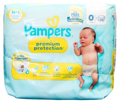 Pampers Premium Protection Skin Comfort T0 22 Couches 3 kg et -