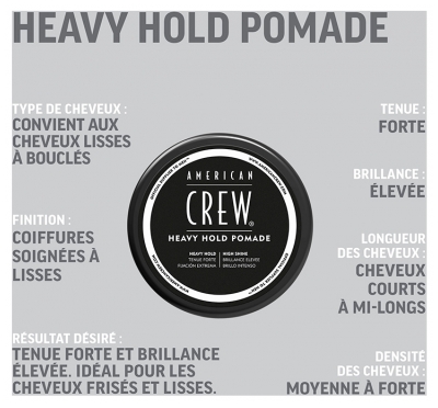 American Crew Heavy Hold Pomade Cire de Coiffage Tenue Forte Brillance Élevée 85 g