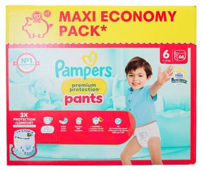 Pampers Premium Protection Pants T6 Maxi Pack 66 Couches-Culottes 13-19 kg