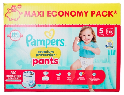 Pampers Premium Protection Pants T5 Maxi Pack 74 Couches-Culottes 11-17 kg