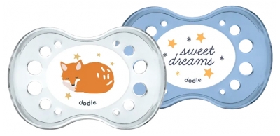 Dodie 2 Sucettes Anatomiques Nuit 6 Mois et + - Modèle : Sweet Dreams et Renard