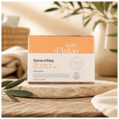 Recettes d'Antan Authentique Savon d'Alep 12% 200 Grammes
