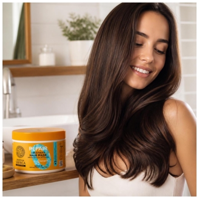Natura Siberica Oblepikha Masque Réparateur Kératine Cheveux Secs et Abimés 300 ml