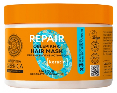 Natura Siberica Oblepikha Masque Repair Kératine à l'Argousier Cheveux Secs et Abimés
