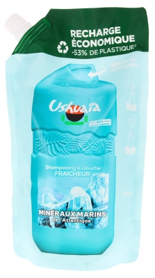 Ushuaïa Shampoing Douche Fraicheur Minéraux Marins de l'Atlantique Éco-Recharge 500 ml