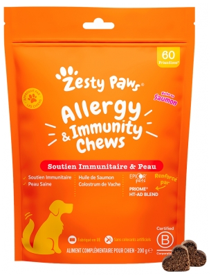 Zesty Paws Friandises pour Chien Soutien Immunitaire & Peau Saumon 200 Grammes