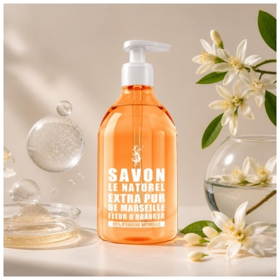 Savon Le Naturel Extra Pur de Marseille à la Fleur d'Oranger 500 ML