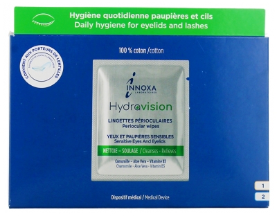 Laboratoire Innoxa Hydravision Lingettes Périoculaires Nettoie et Soulage 20 Unités