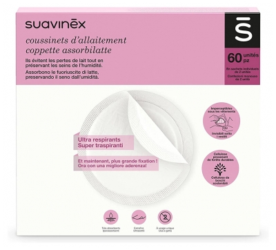 Coussinets d'Allaitement Jetables Suavinex, Lot de 60 Unités