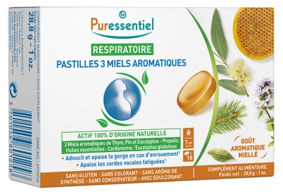 Puressentiel Pastilles Respiratoire Aux 3 Miels Aromatiques - 18 Pastilles