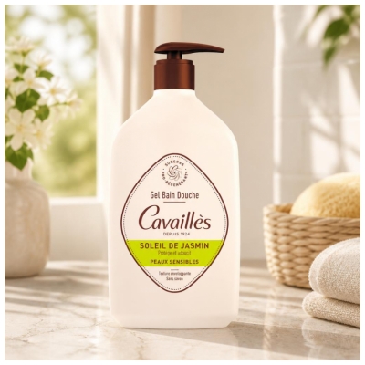 Cavaillès Gel Bain Douche Soleil de Jasmin Peaux Sensibles 1 Litre
