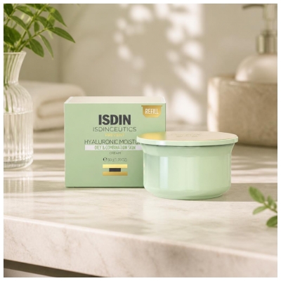 Isdin Isdinceutics Crème de Jour Hyaluronic Moisture Hydratante Peaux Grasses et Mixtes Recharge 50 g