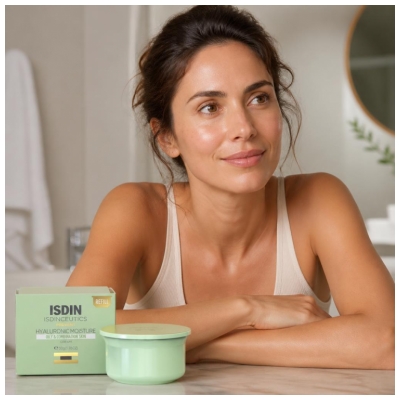 Isdin Isdinceutics Crème de Jour Hyaluronic Moisture Hydratante Peaux Grasses et Mixtes Recharge 50 g