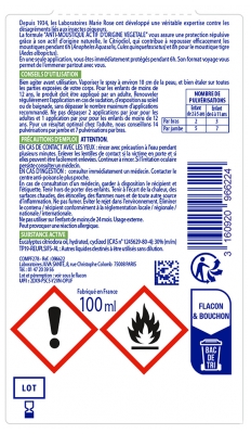Marie Rose Anti-Moustiques Actif d'Origine Végétale 100 ml