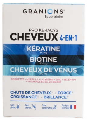 Granions Pro Keracys Cheveux 4 en 1 - 1 Mois
Anti-Chute + Force + Croissance + Brillance
90 Comprimés