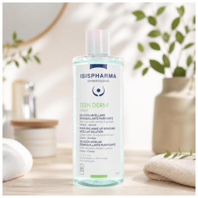 Isispharma Teen Derm Aqua Solution Micellaire Démaquillante Purifiante Peaux Sensibles Mixtes à Grasses 400 ml