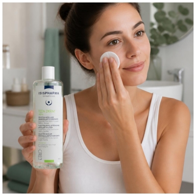 Isispharma Teen Derm Aqua Solution Micellaire Démaquillante Purifiante Peaux Sensibles Mixtes à Grasses 400 ml