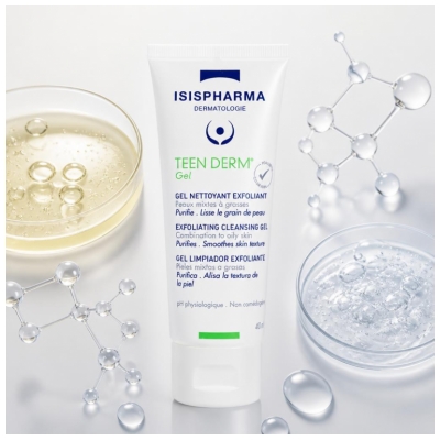 Isispharma Teen Derm Gel Nettoyant Exfoliant Peaux Mixtes à Grasses 40 ml