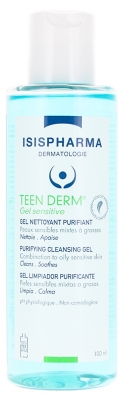 Isispharma Teen Derm Gel Sensitive Nettoyant Purifiant Peaux Sensibles Mixtes à Grasses 100 ml