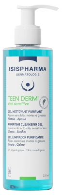 Isispharma Teen Derm Gel Sensitive Nettoyant Purifiant Peaux Sensibles Mixtes à Grasses 250 ml