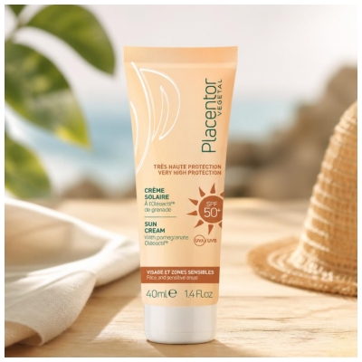Placentor Végétal Crème Solaire Très Haute Protection SPF 50+ Tube 40 ml