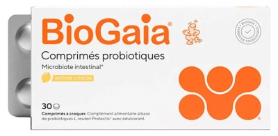BioGaia Probiotique Microbiote Intestinal Arôme Citron 30 Unités à Croquer