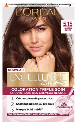 L'Oréal Paris Excellence Crème Coloration Triple Soin Acide Hyaluronique192 ml - Coloration : 5.15 Marron Glacé