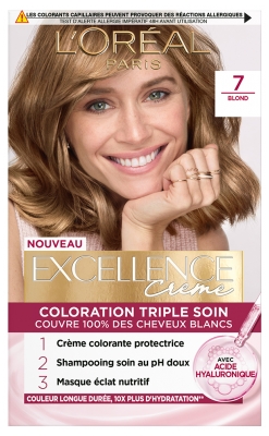 L'Oréal Paris Excellence Crème Coloration Triple Soin Acide Hyaluronique192 ml - Coloration : 7 Blond