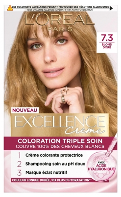 L'Oréal Paris Excellence Crème Coloration Triple Soin Acide Hyaluronique192 ml - Coloration : 7.3 Blond Doré