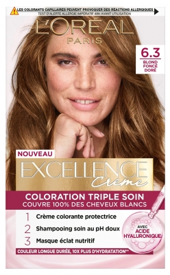 L'Oréal Paris Excellence Crème Coloration Triple Soin Acide Hyaluronique192 ml - Coloration : 6.3 Blond Foncé Doré
