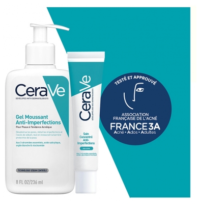 CeraVe Gel Moussant Anti-Imperfections 236 ML + Soin Concentré Anti Imperfections 40 ML