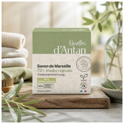 Recettes d'Antan Savon de Marseille 72% Pain de 200 Grammes