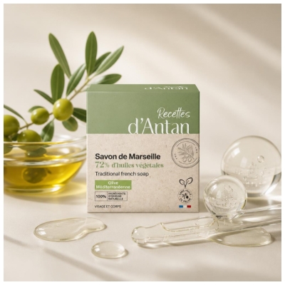 Recettes d'Antan Savon de Marseille 72% Pain de 200 Grammes