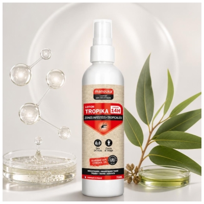 Manouka Lotion Tropika Zones Infestées Tropicales Anti-Moustiques Corps et Visage Dès 24 Mois 75 ml
