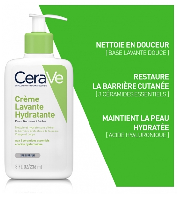 Cerave Crème Lavante Hydratante - Peaux Sèches à Très Sèches 236 ml