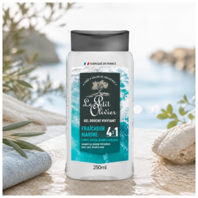 Le Petit Olivier Gel Douche Vivifiant 4 en 1 Fraîcheur Marine de 250 ML