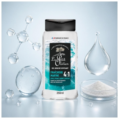 Le Petit Olivier Gel Douche Vivifiant 4 en 1 Fraîcheur Marine de 250 ML