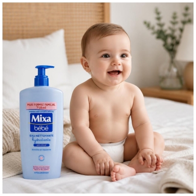 Mixa Bébé Eau Nettoyante Hydratante Hypoallergénique Sans Rincer 750 ml