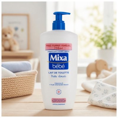Mixa Bébé Lait de Toilette Hypoallergénique Très Doux 750 ml