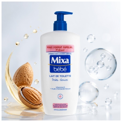 Mixa Bébé Lait de Toilette Hypoallergénique Très Doux 750 ml