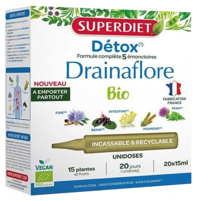 Superdiet Drainaflore Bio - 20 Unidoses de 15 ml