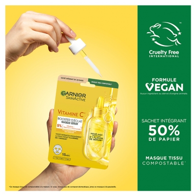 Garnier SkinActive Vitamin C Masque Tissu Sérum Booster Éclat 28 ML
