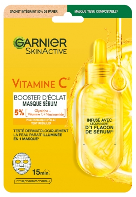 Garnier SkinActive Vitamin C Masque Tissu Sérum Booster Éclat 28 ML