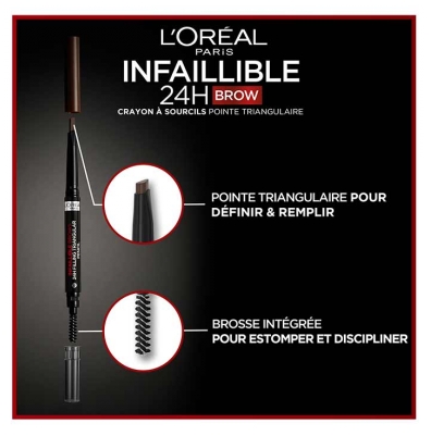 L'Oréal Paris Infaillible Brows 24H Crayon Sourcils Rétractable Triangulaire 9,2 g - Teinte : 5.23 Auburn