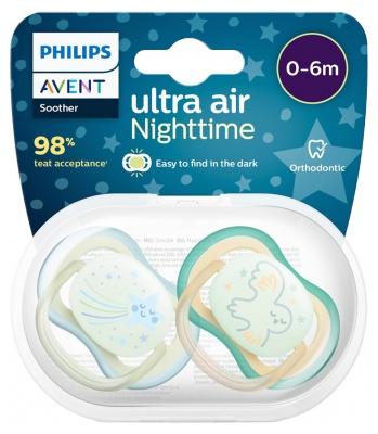 Avent Sucettes Ultra Air Nighttime 0-6M