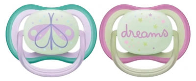 Avent Sucettes Ultra Air Nighttime 0-6M - Couleur : Bleu et Vert 2