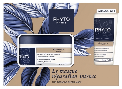Phyto Réparation Masque Réparation Intense Cheveux Abîmés 200 ml + Shampoing Réparateur Cheveux Abîmés 50 ml Offert