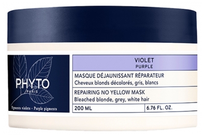 Phyto Violet Masque Déjaunissant Réparateur - Cheveux Blonds Décolorés Gris Blancs - Pot 200 ml